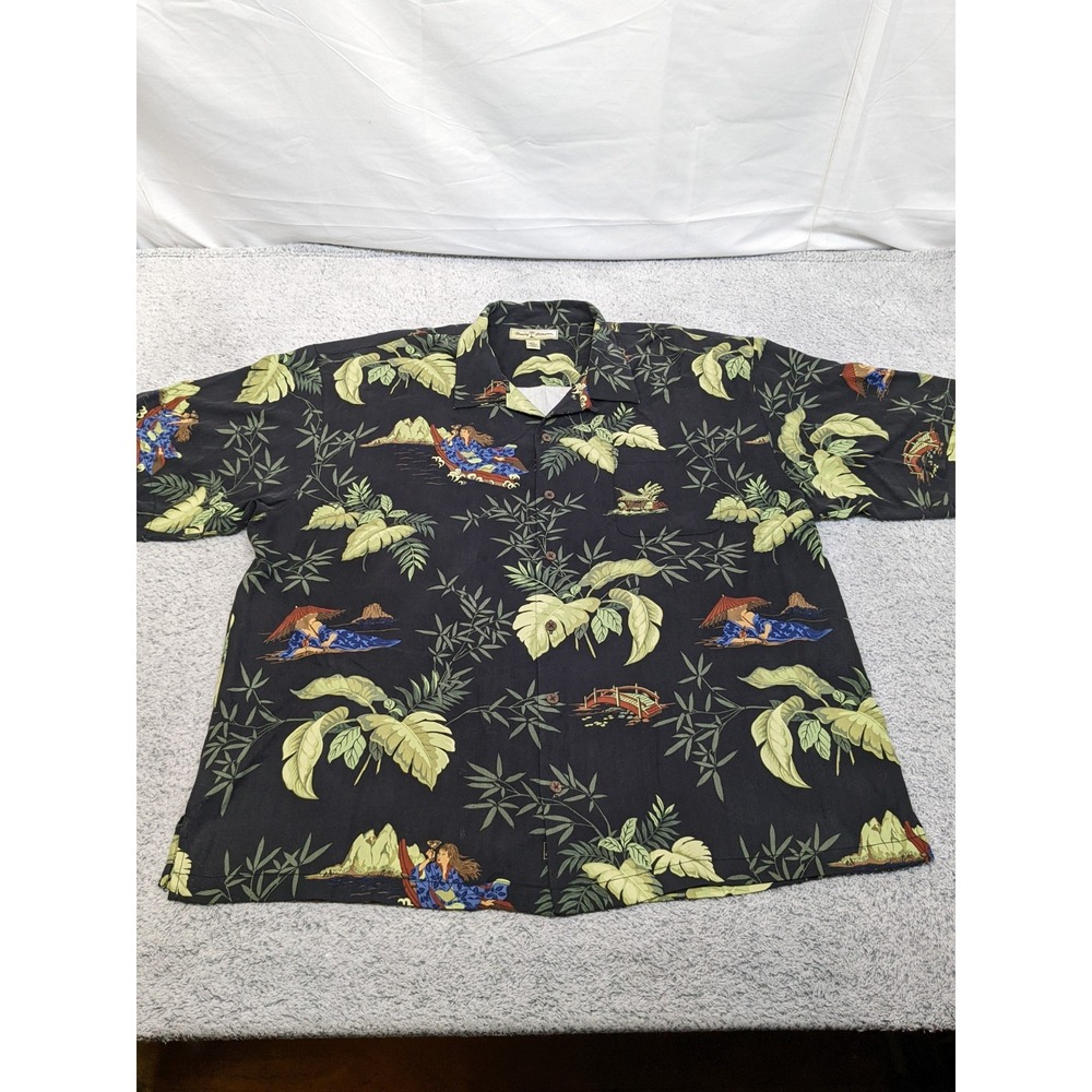 Tommy Bahama 100% Silk‎ Hawaiian Shirt South Pacific Asian Tropical Retro XXL
